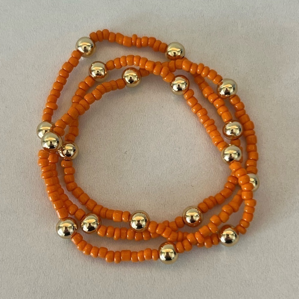 Orange beaded gold filled handmade bracelet - Picture 5 of 5